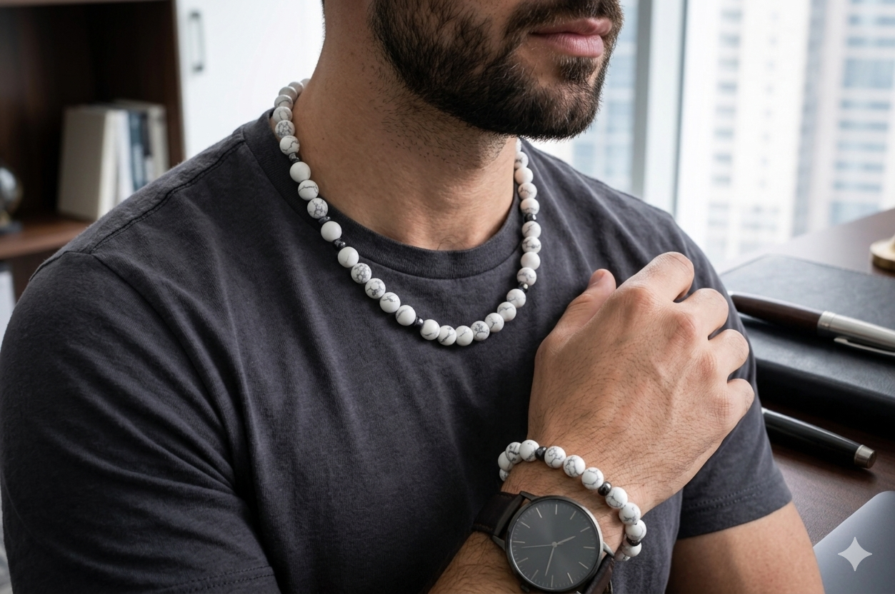 Naszyjnik i bransoletka z howlitem - nr kat. 381 i 381a