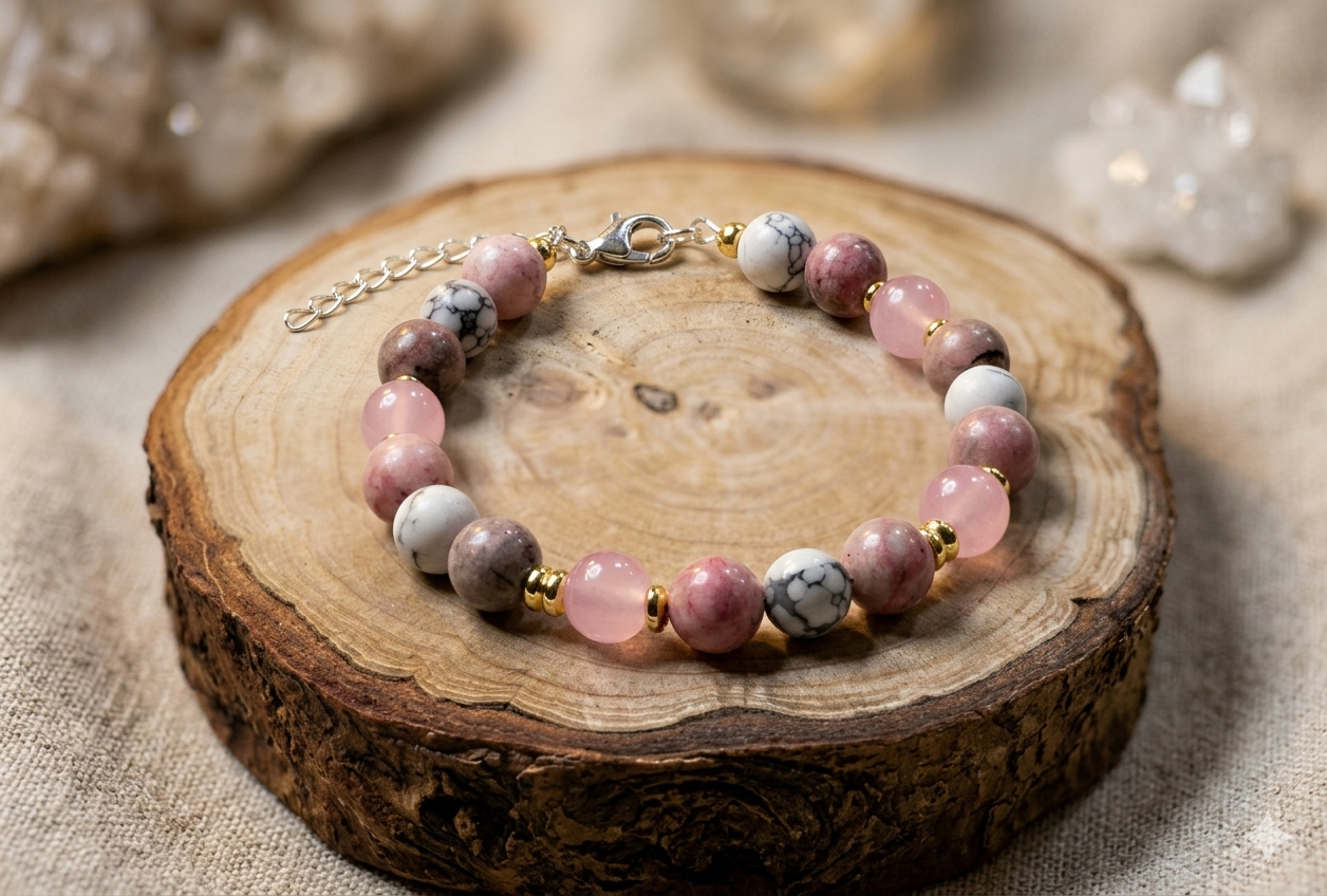 Bransoletka z kwarcem różowym - nr kat. 482a