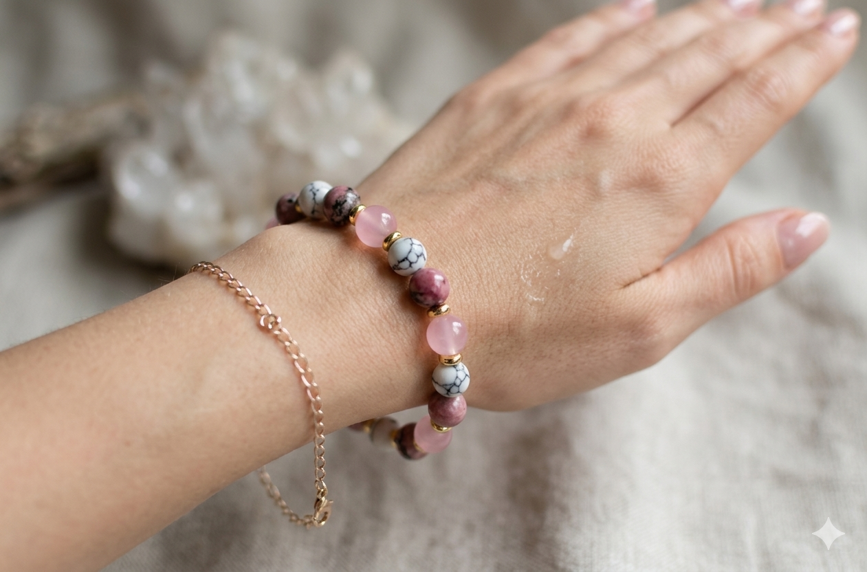 Bransoletka z kwarcem różowym - nr kat. 482a