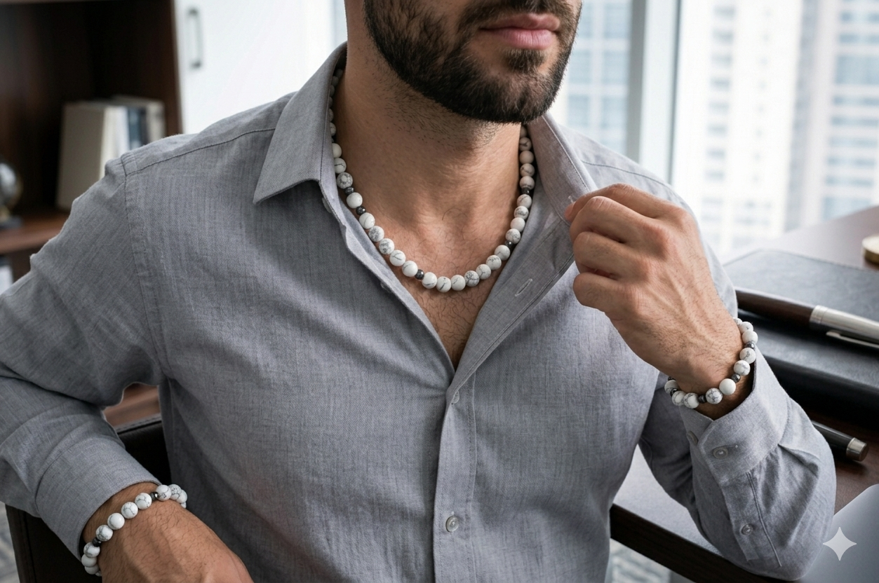 Naszyjnik i bransoletka z howlitem - nr kat. 381 i 381a