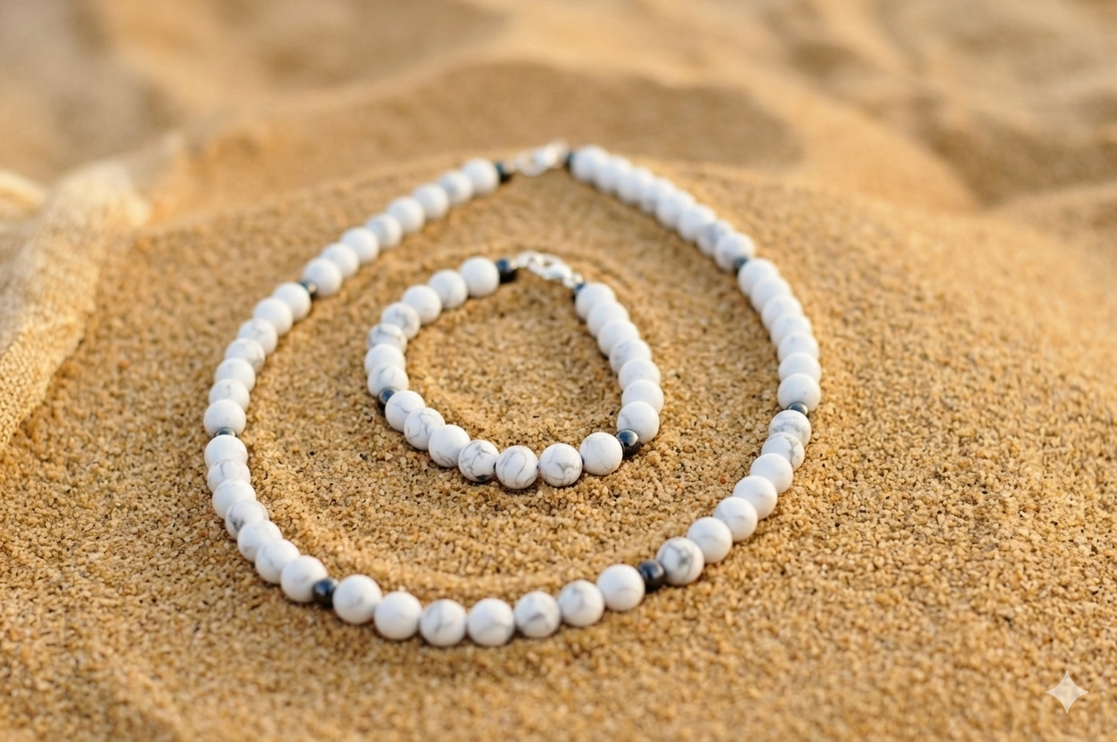 Naszyjnik i bransoletka z howlitem - nr kat. 381 i 381a