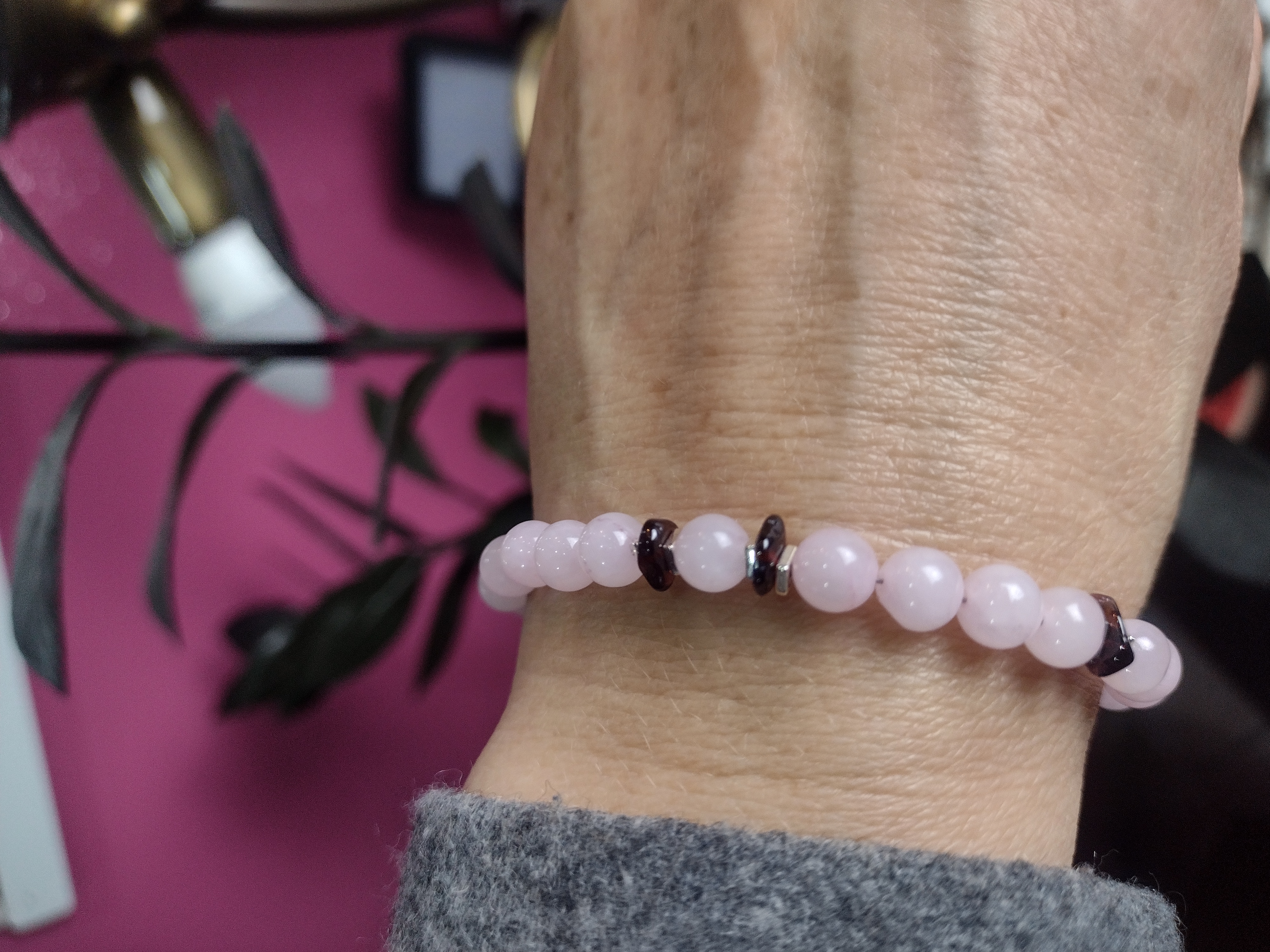 Bransoletka z kwarcem różowym - nr kat. 466a