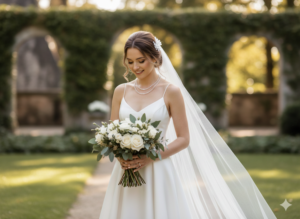 Naszyjnik i bransoletka z kryształem górskim spękanym, kolekcja ślubna - nr kat. 477 i 477a