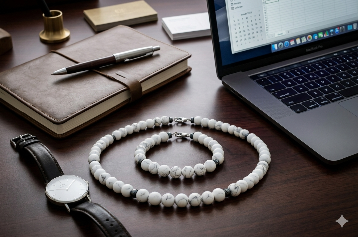 Naszyjnik i bransoletka z howlitem - nr kat. 381 i 381a