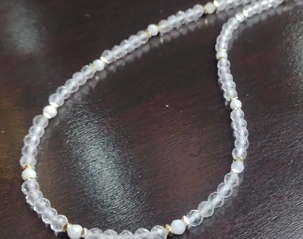 Naszyjnik i bransoletka z kryształem górskim - nr kat. 387 i 387a