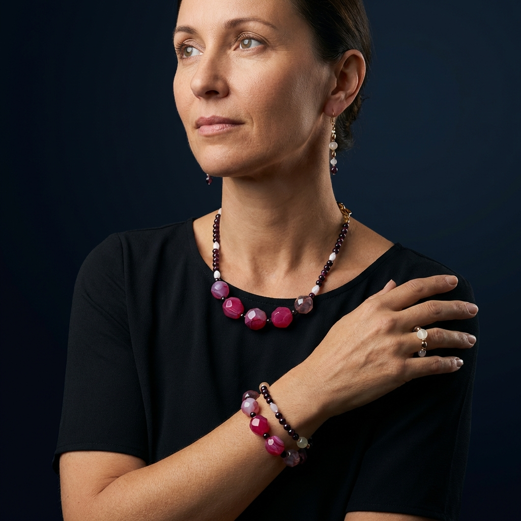 Naszyjnik i bransoletka z agatem - nr kat. 486 i 486a