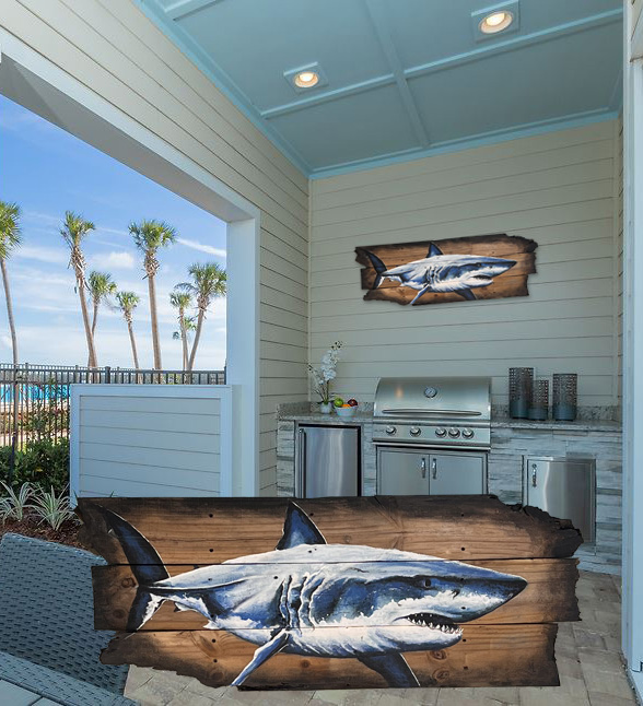 Shark Wall Art on Reclaimed Wood