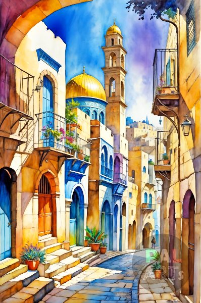 Jerusalem Street Scene Painting I