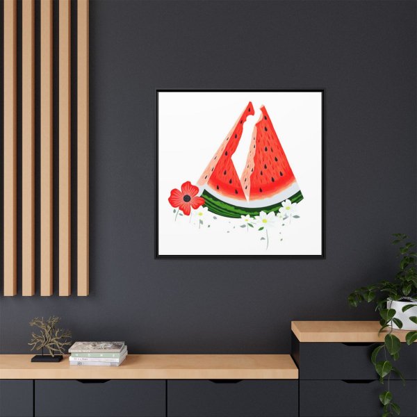 Watermelon Map II Framed Matte Canvas