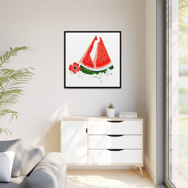 Watermelon Map II Framed Matte Canvas