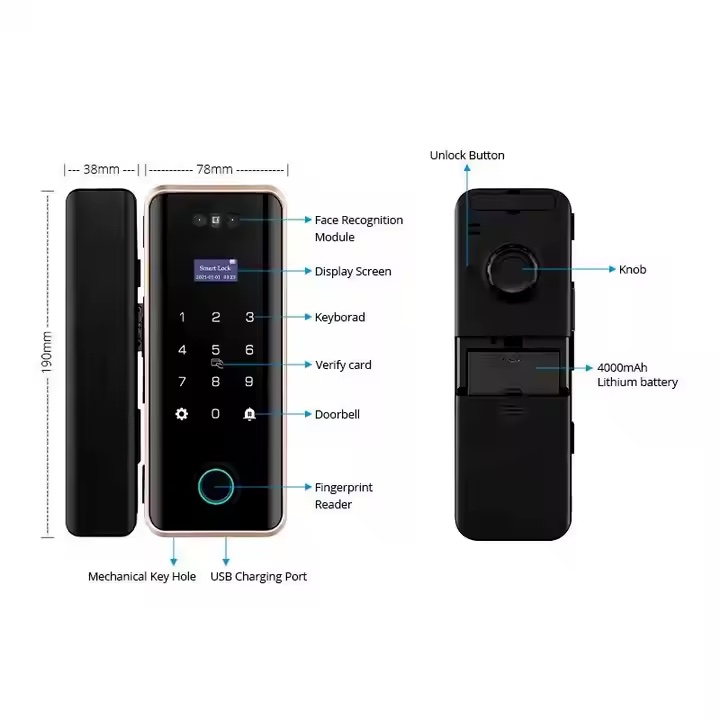 Smart Digital Glass Lock with Face ID