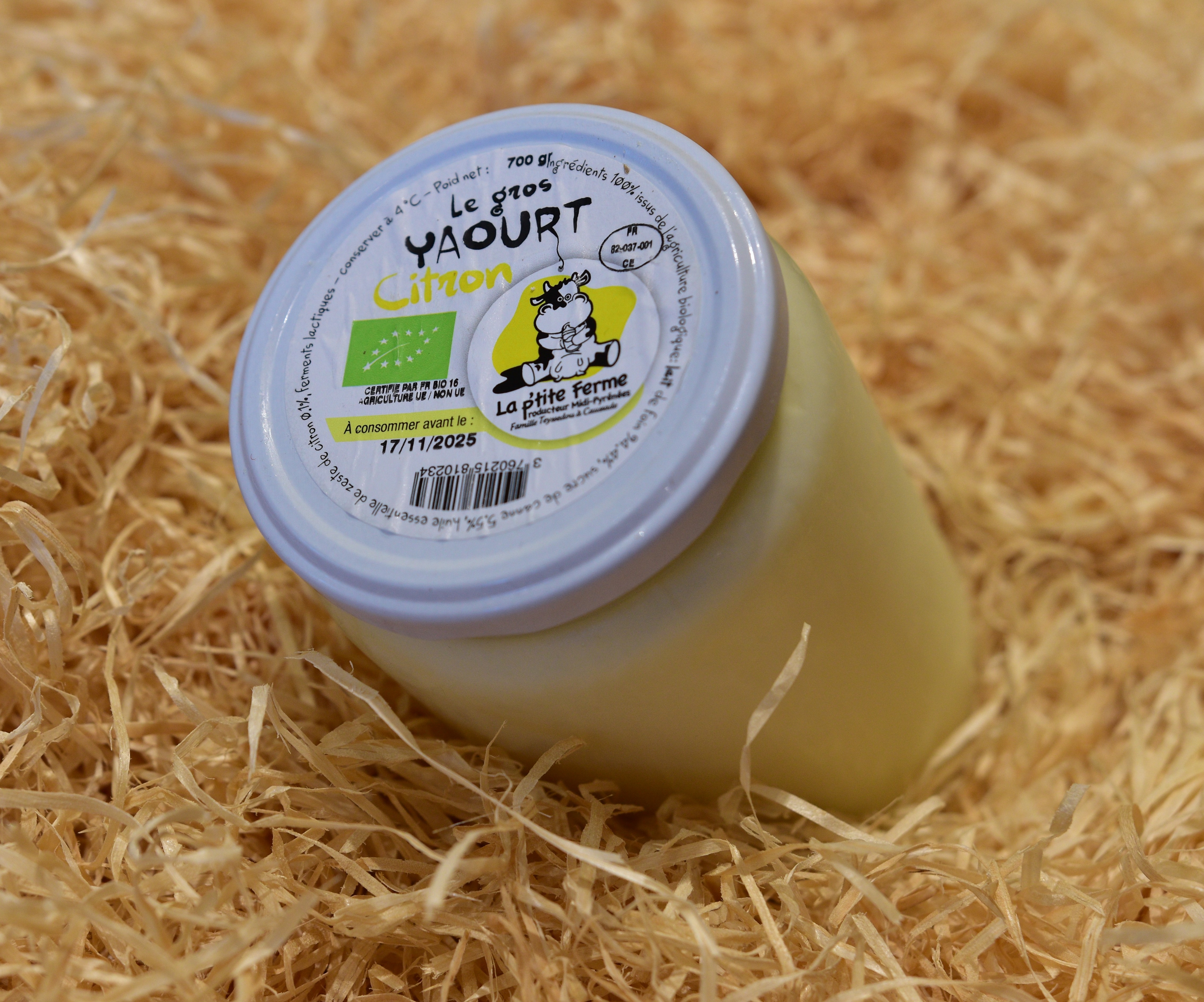 Grand yaourt vache citron 700g