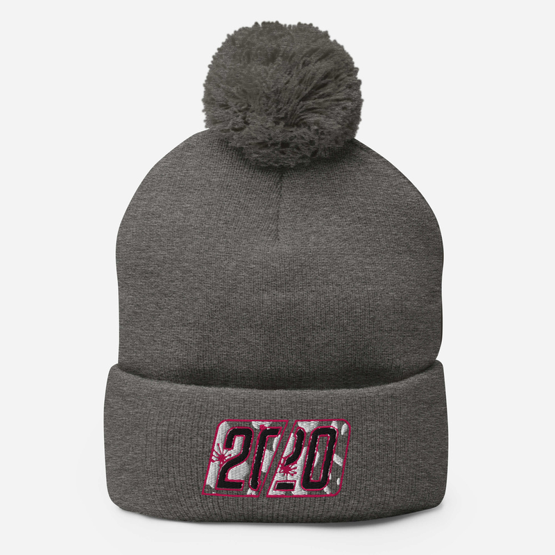 20/20 Flower Emblem Pom-Pom Beanie