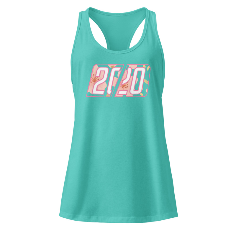 20/20 Flower Emblem Women’s Fitted Racerback Tank Top