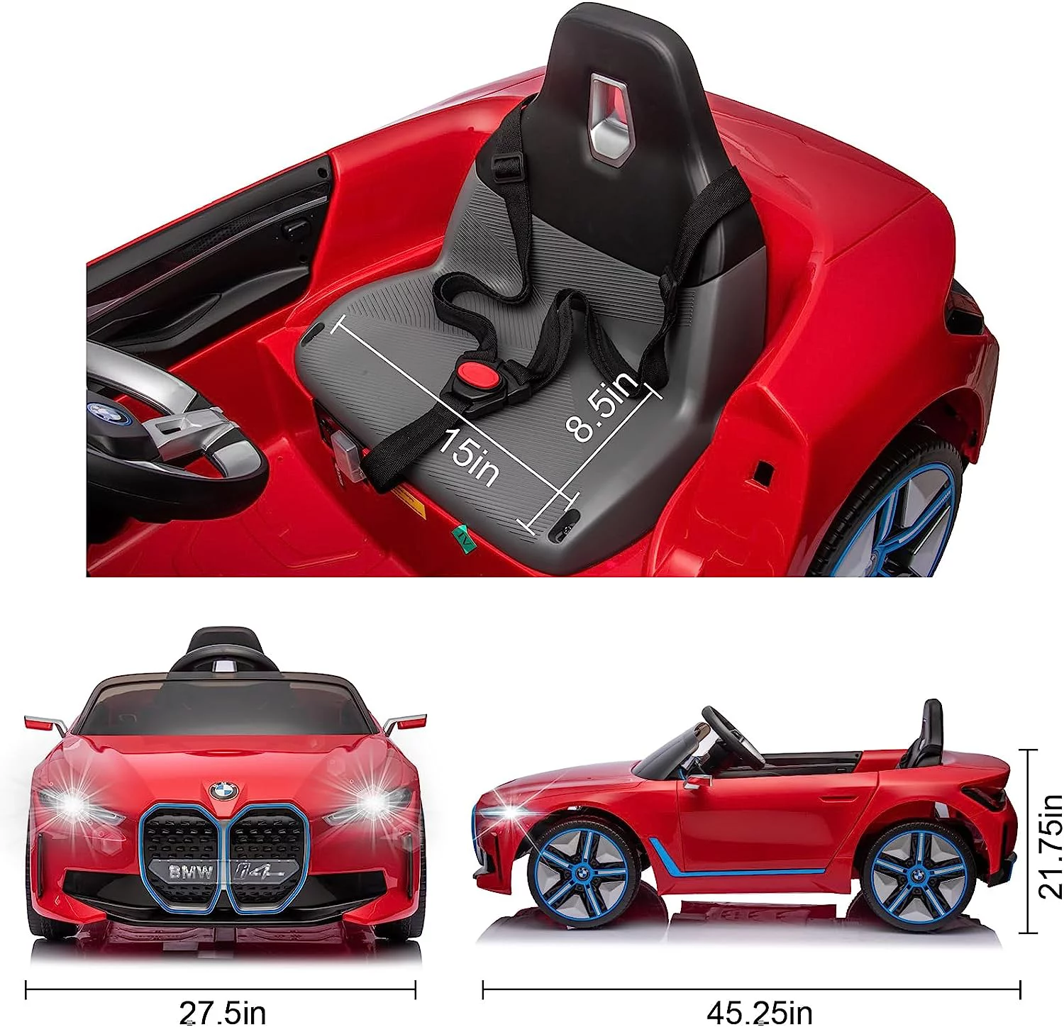 BMW i4 - Licensed - Ride on Car - Parental Control - Leather Seats - MP3 Player 
