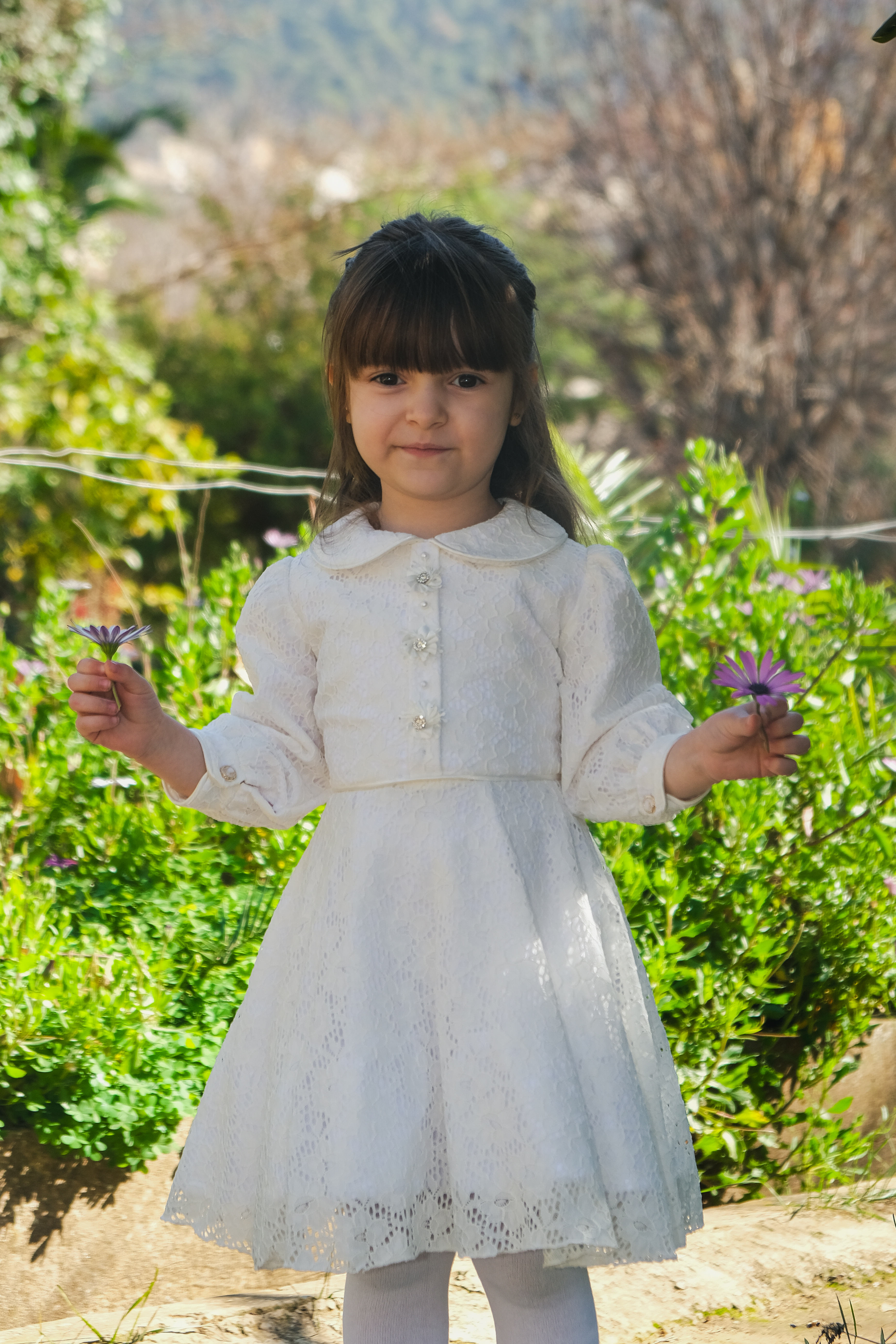 Robe beige en dentelle 
