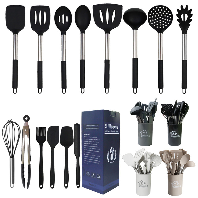 Bulk Wholesale Silicone Cookware Set OEM Available, 15-Piece Stainless Steel Handle Set