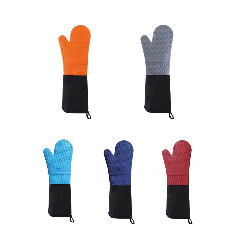 Wholesale Extra Long Silicone Oven Mitts, Two-Finger Twill Gloves OEM