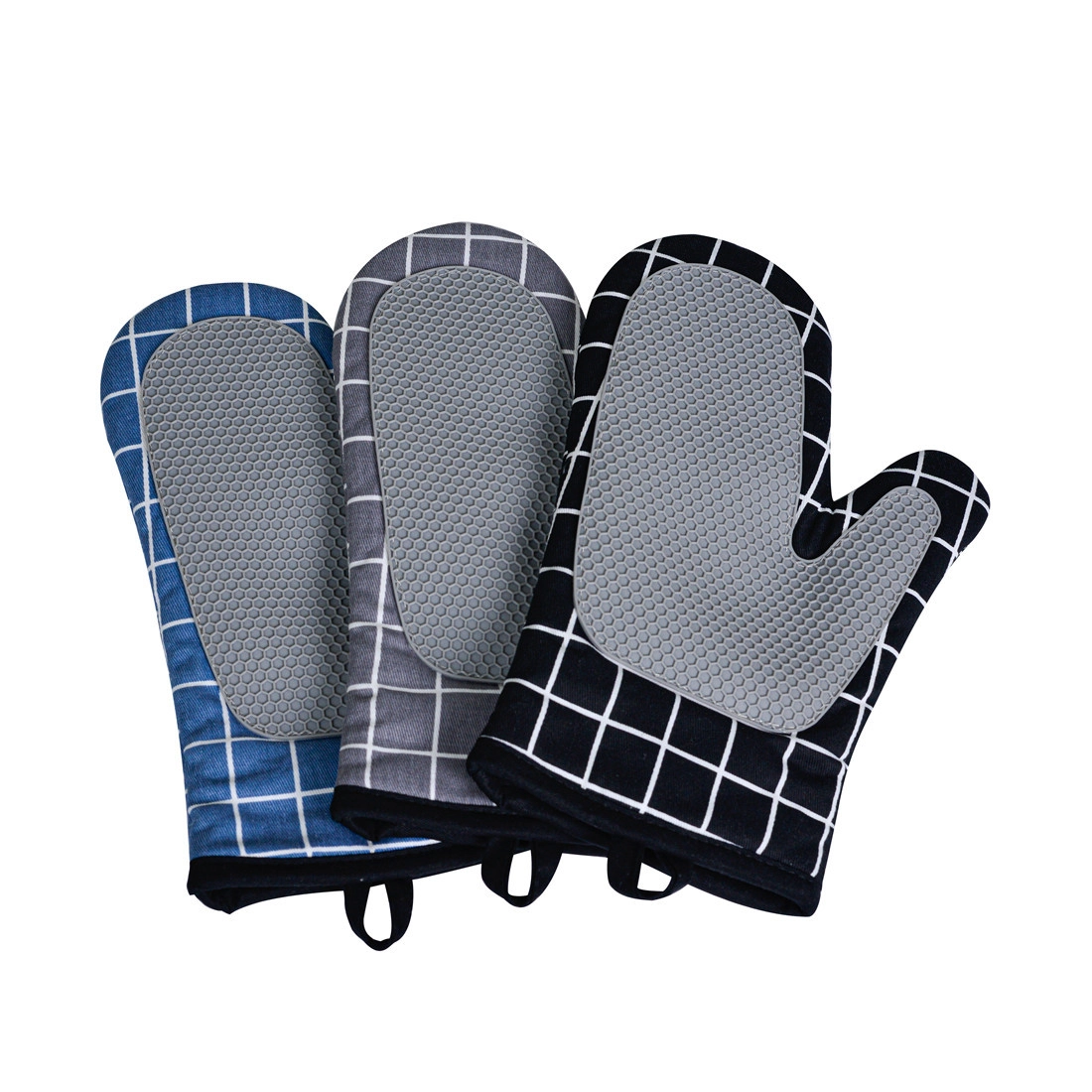Wholesale Heat Resistant Oven Mitts, Square Stitching Silicone Gloves OEM