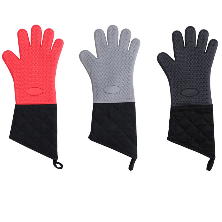 Wholesale Heart-Shaped Grilling Gloves, Silicone + Cotton Large Slant OEM