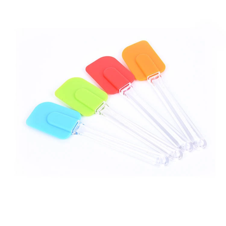 Bulk Wholesale Silicone Spatula with Transparent Long Straight Handle Scraper