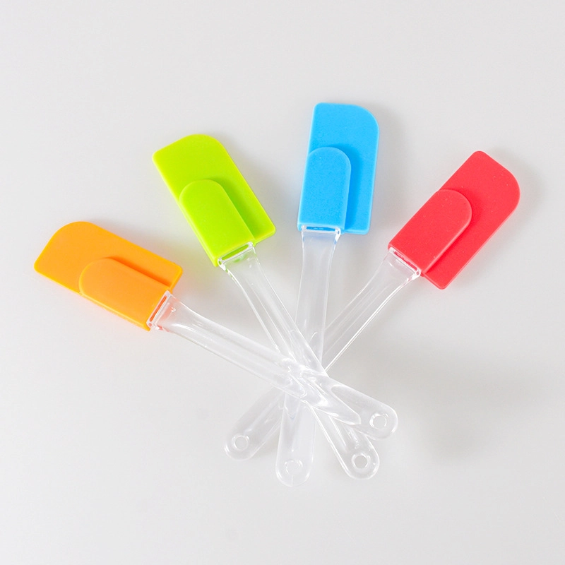 Bulk Wholesale Silicone Spatula with Transparent Long Straight Handle Scraper