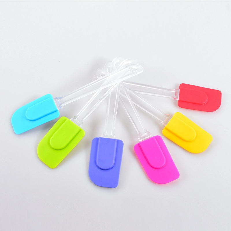 Bulk Wholesale Silicone Spatula with Transparent Long Straight Handle Scraper