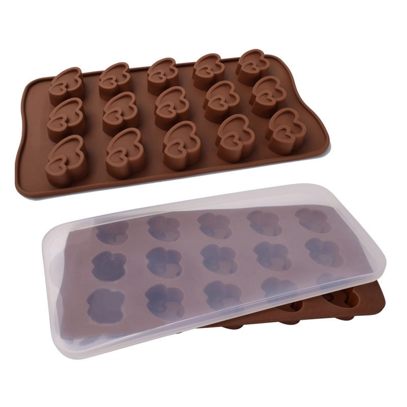 Bulk Wholesale Chocolate Mold Silicone, 15pcs Double Heart Chocolate Molds