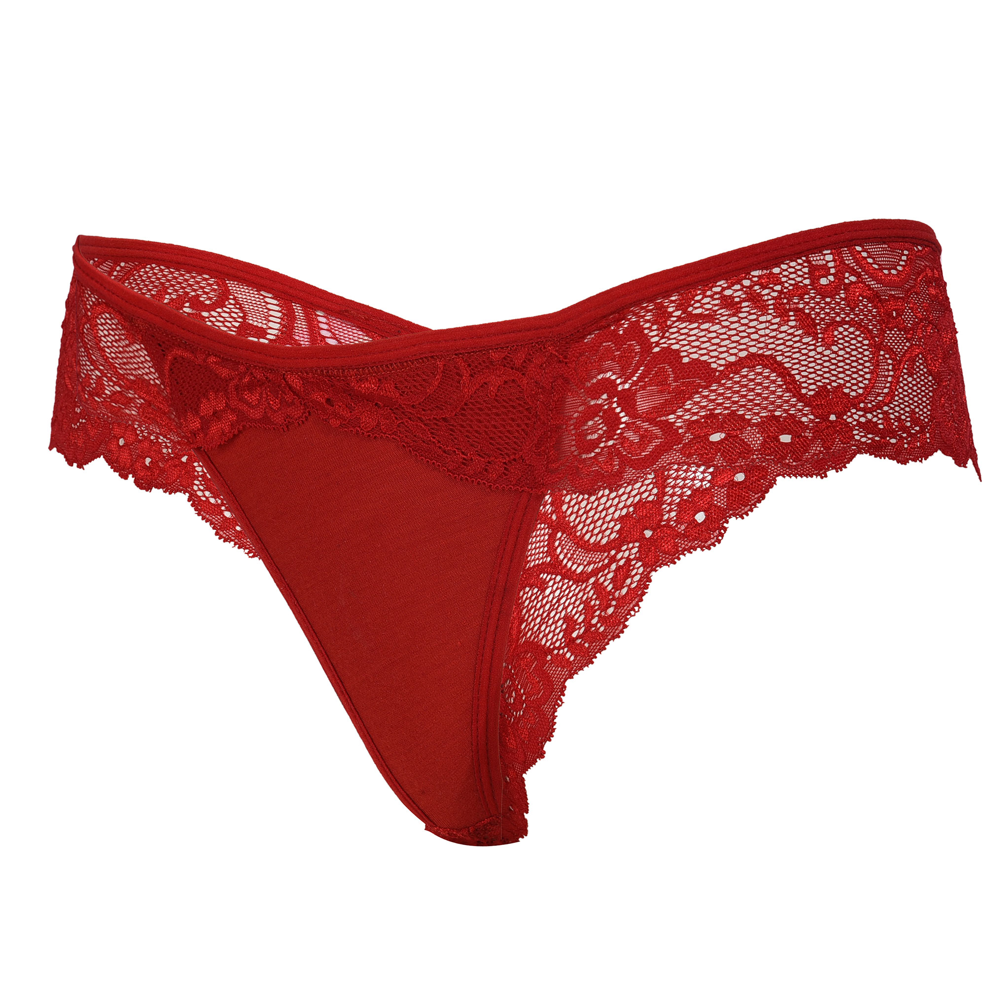 Pearlfly Women Cotton Lace Thong Panty