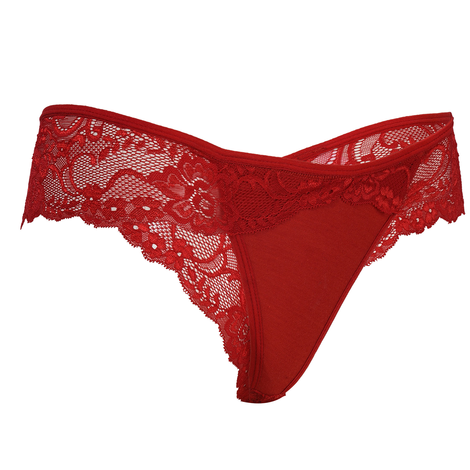  Pearlfly Women Cotton Lace Thong Panty