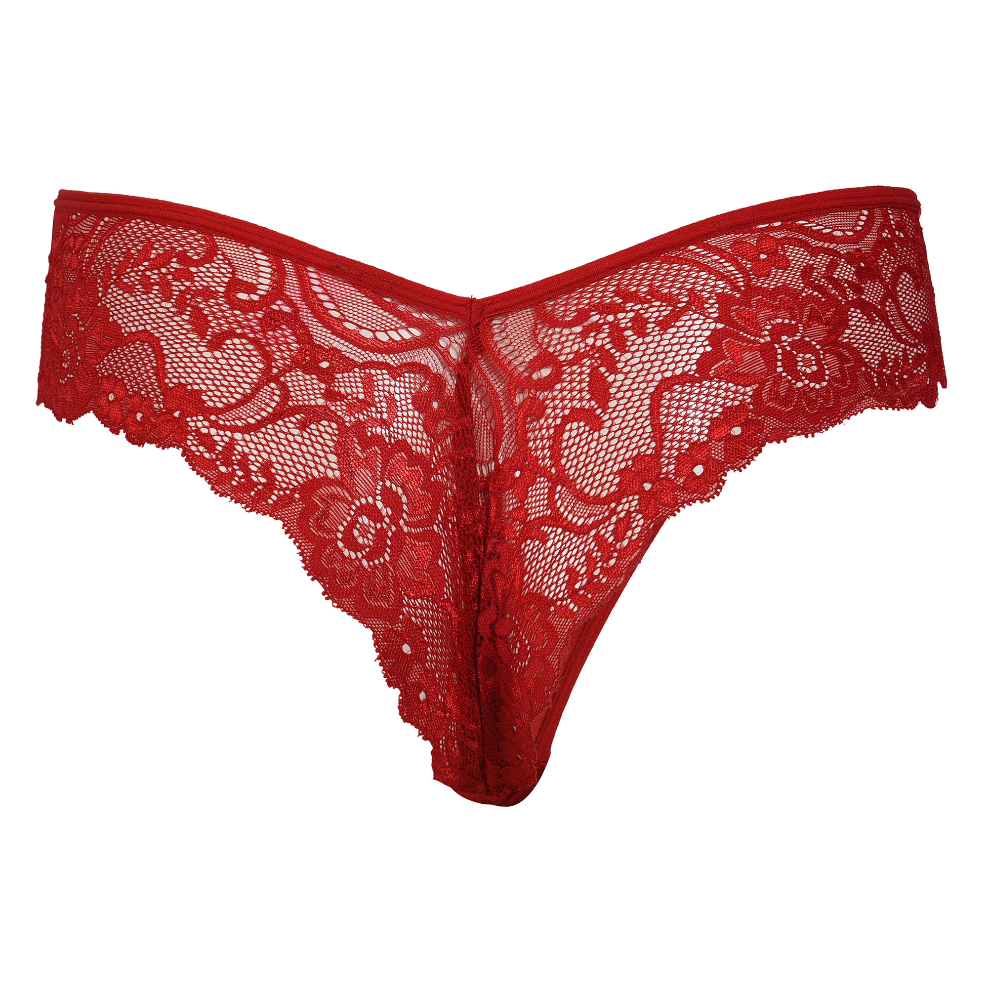  Pearlfly Women Cotton Lace Thong Panty