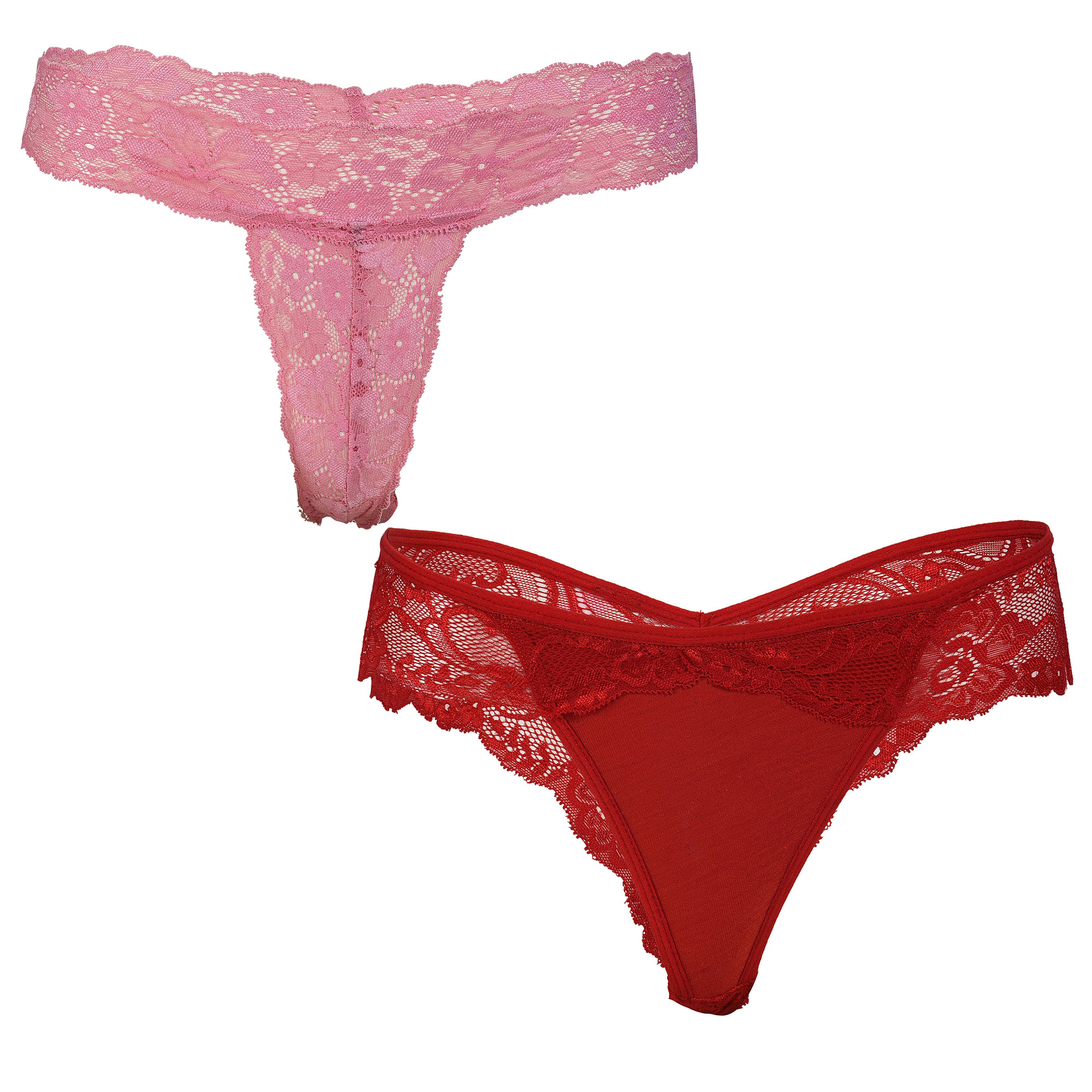 Pearlfly Women Lace Thong [Combo-2]
