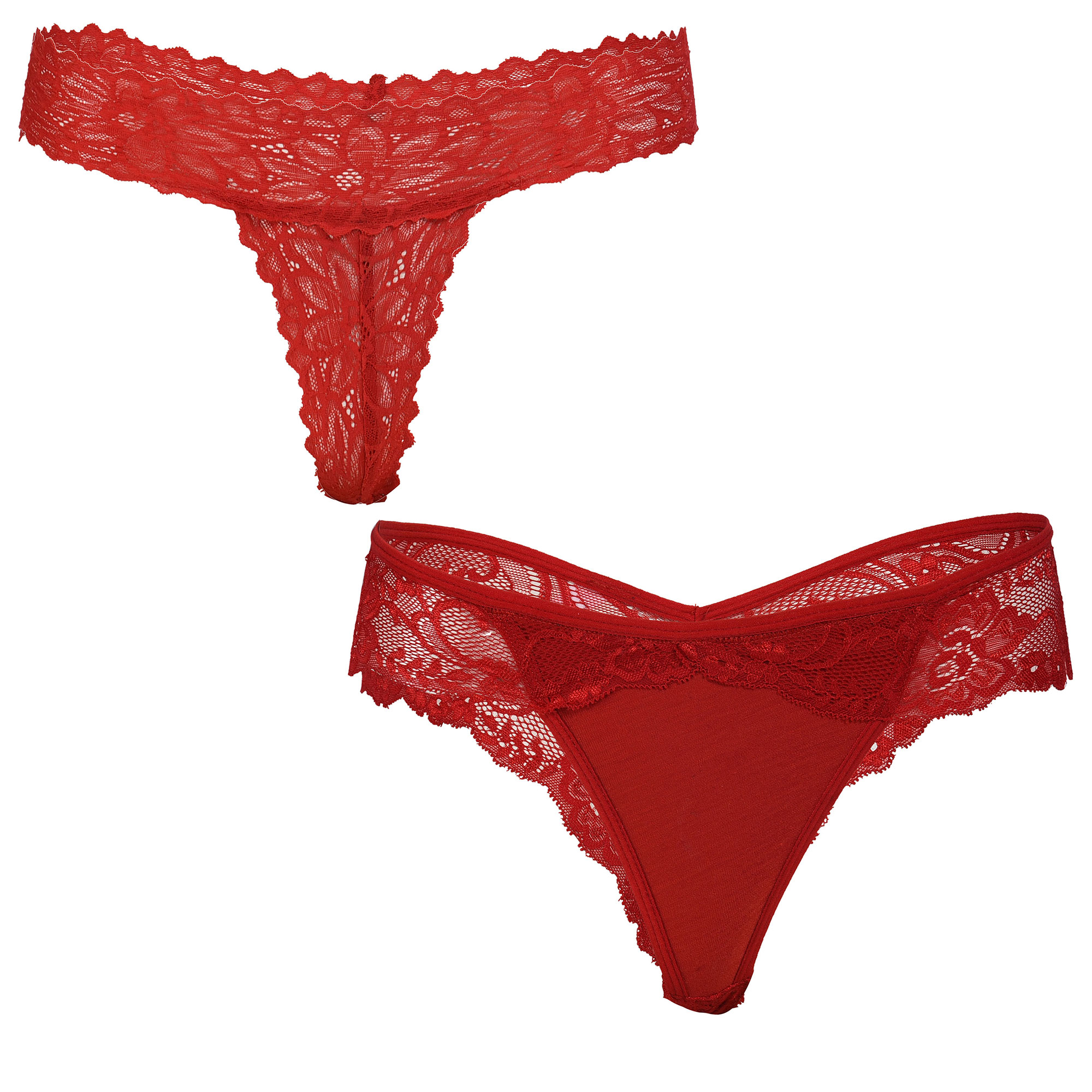  Pearlfly Women Lace Thong  Panty [Combo-2]