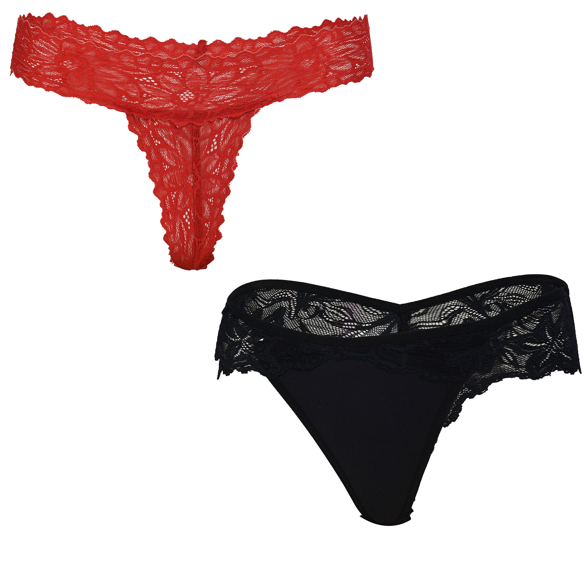 Pearlfly Women Lace/Thong  Panty [Combo-2]