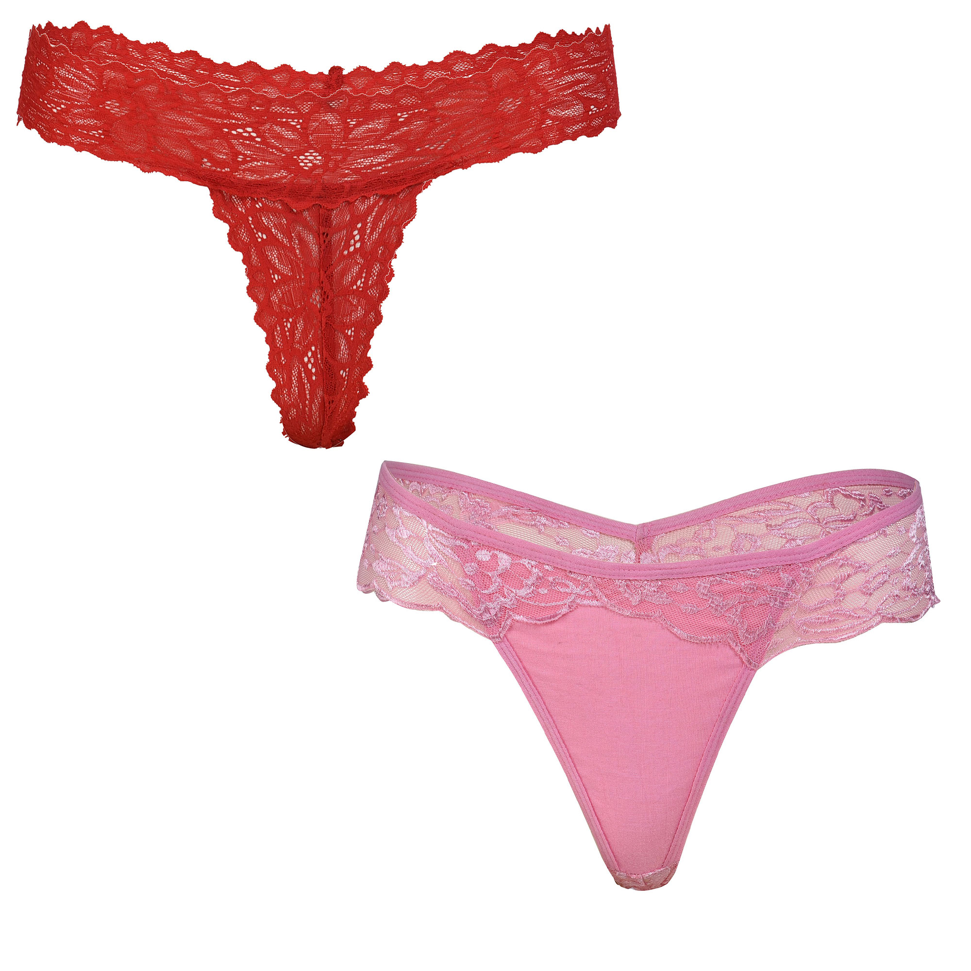  Pearlfly Women Lace Thong  Panty [Combo-2]
