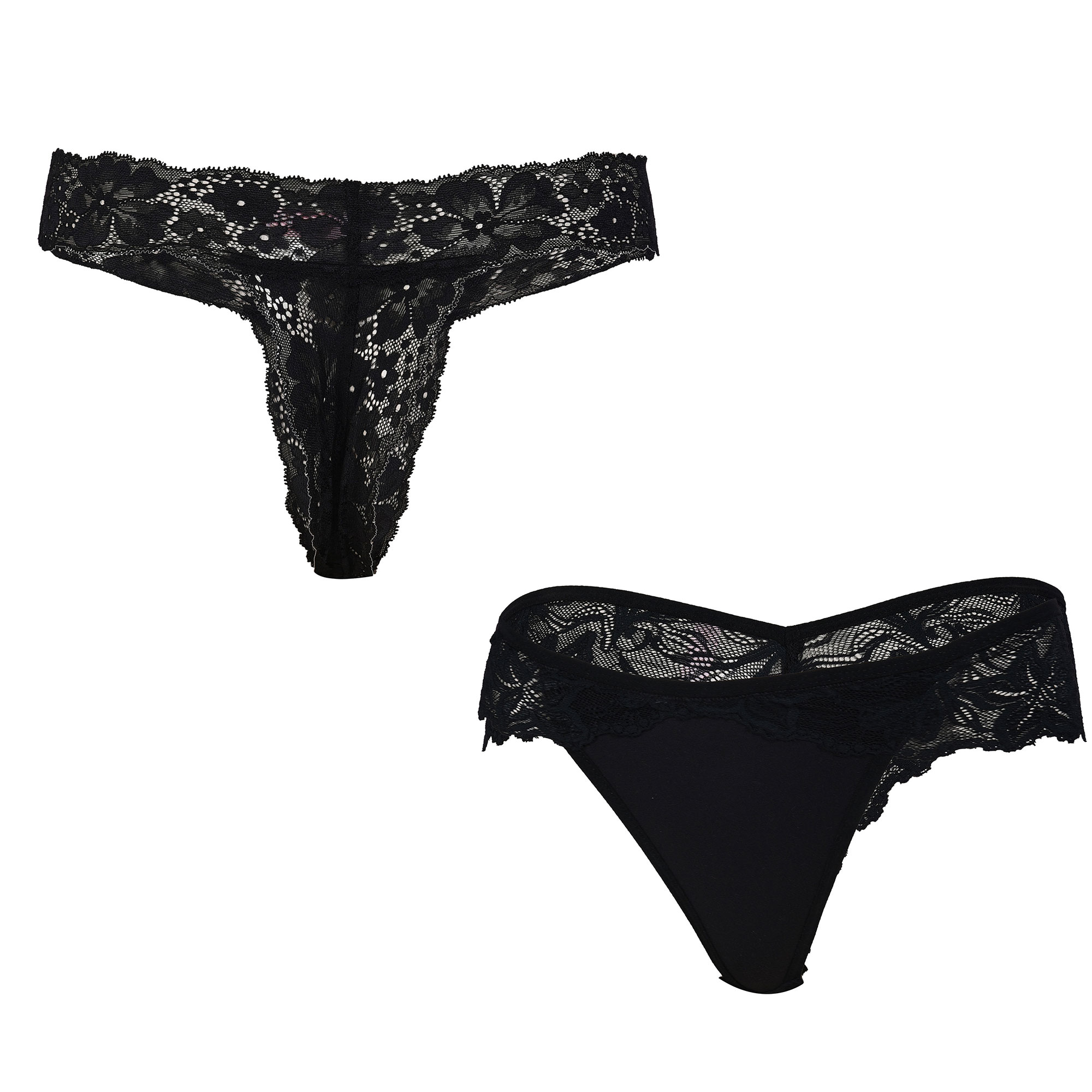  Pearlfly Women Lace G-String Thong [Combo-2]
