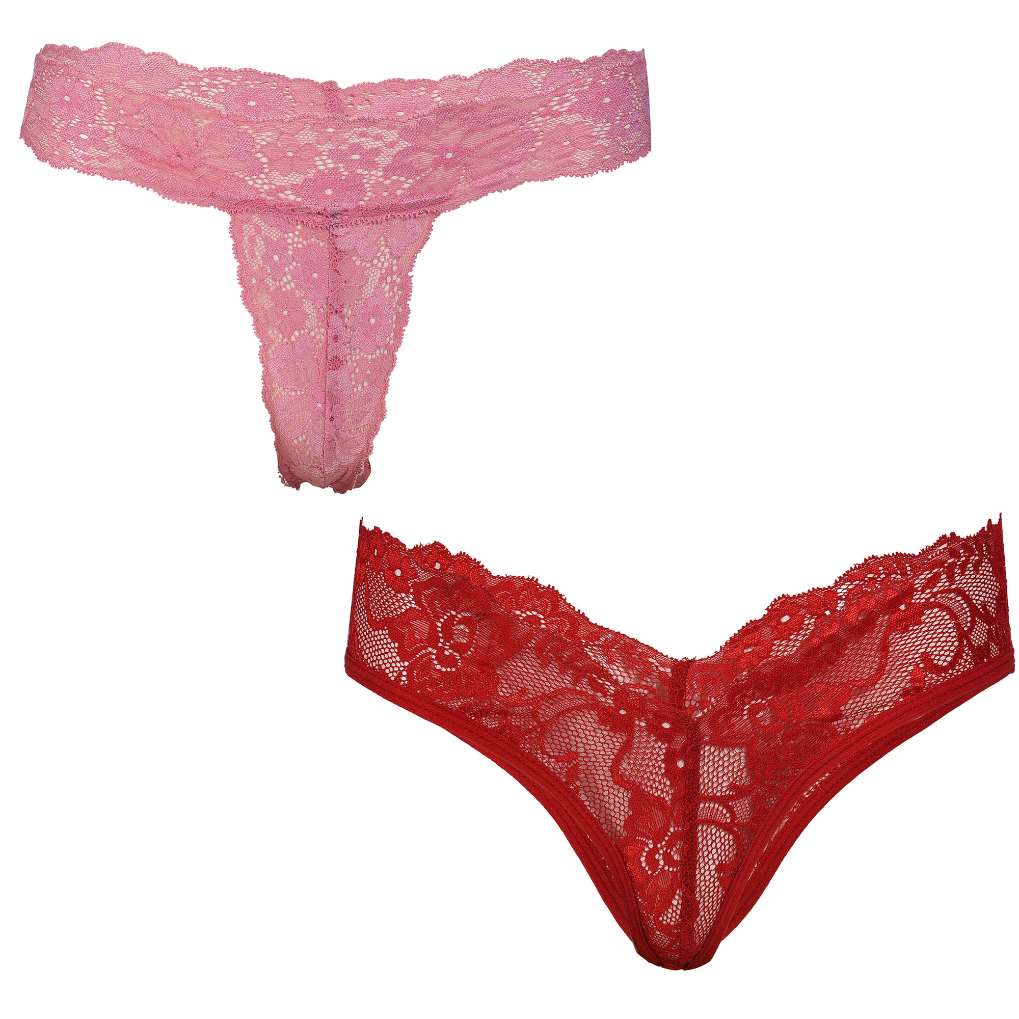 Pearlfly Women Lace G-String Thong [Combo-2]   