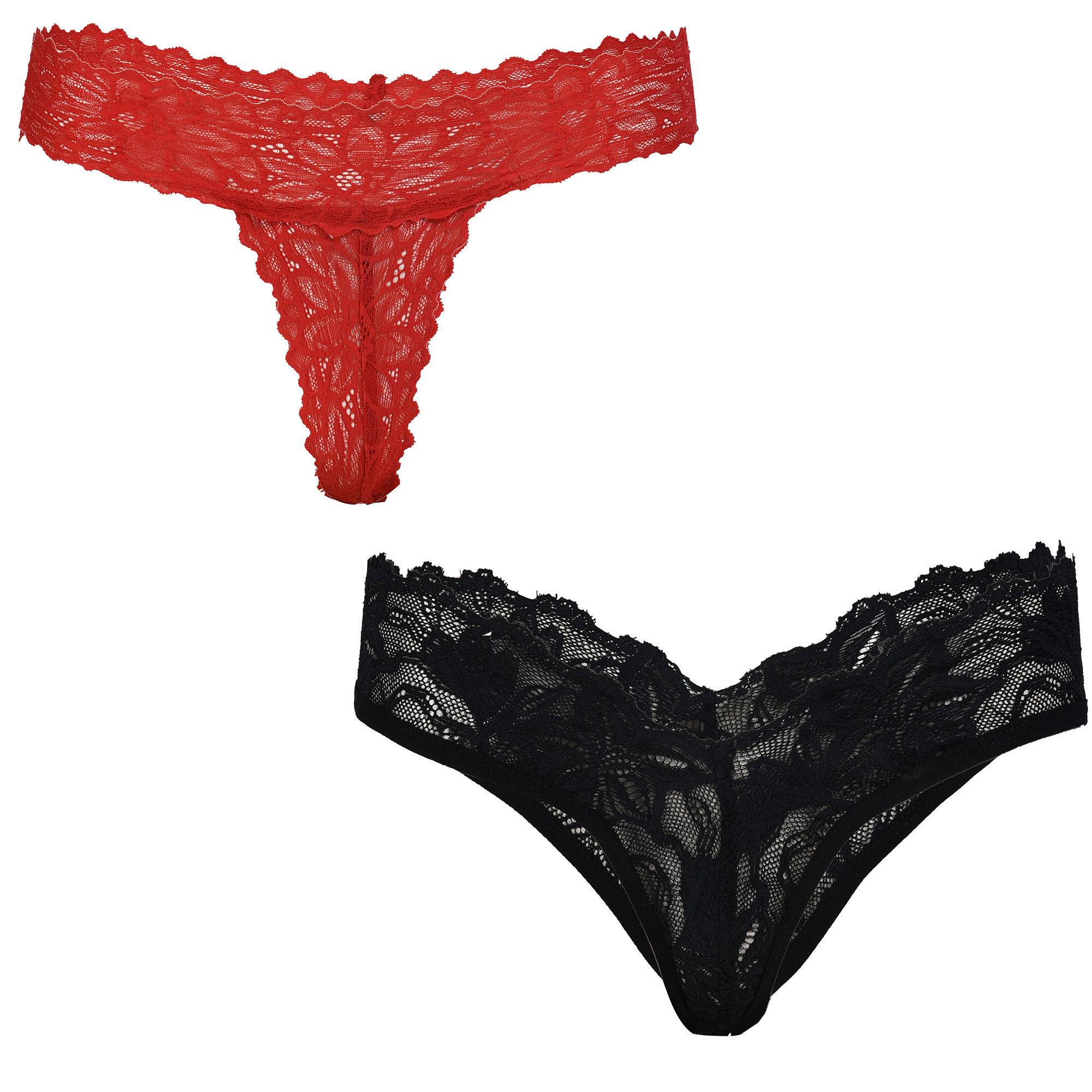  Pearlfly Women Lace G-String [Combo-2]