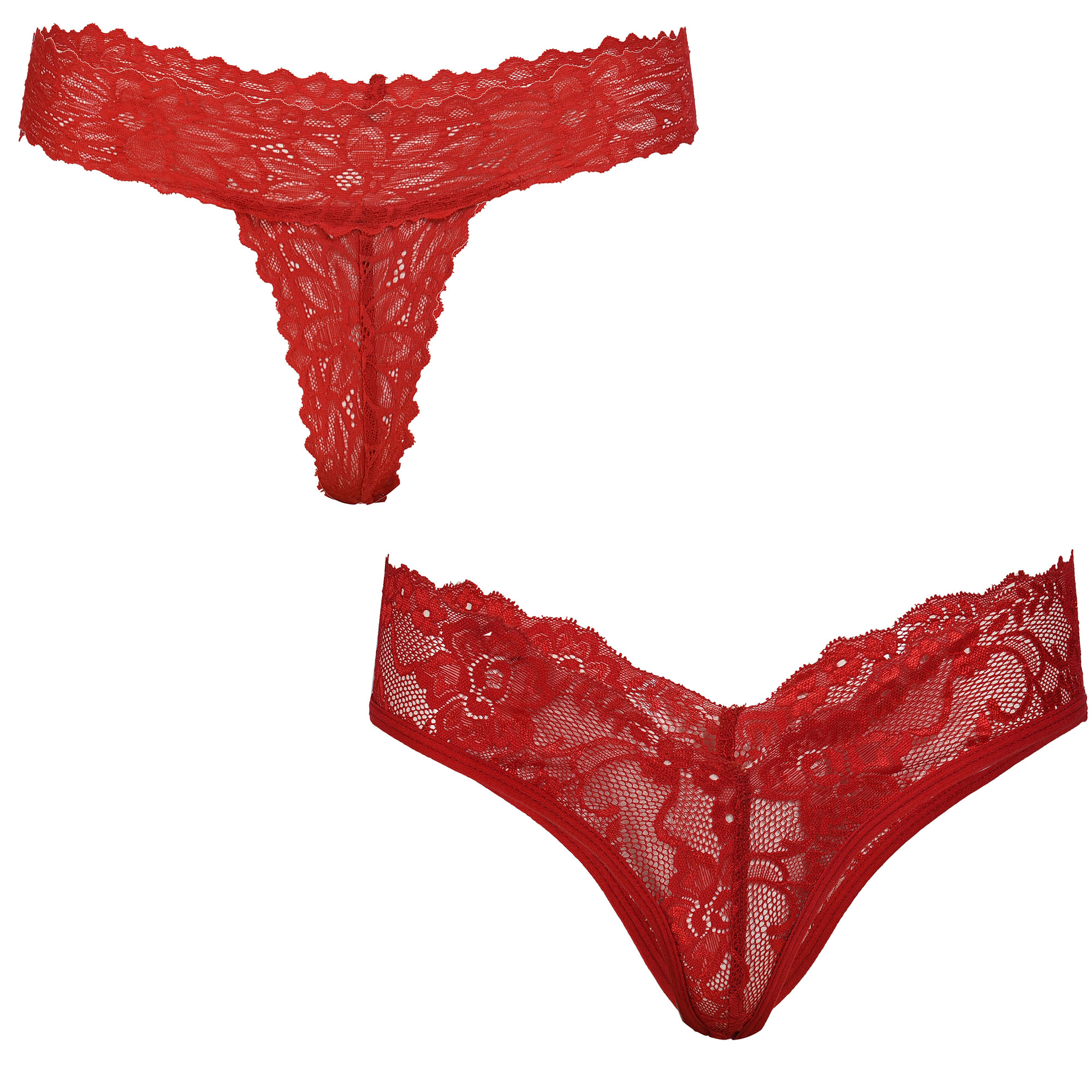  Pearlfly Women Lace G-String Thong [Combo-2]  