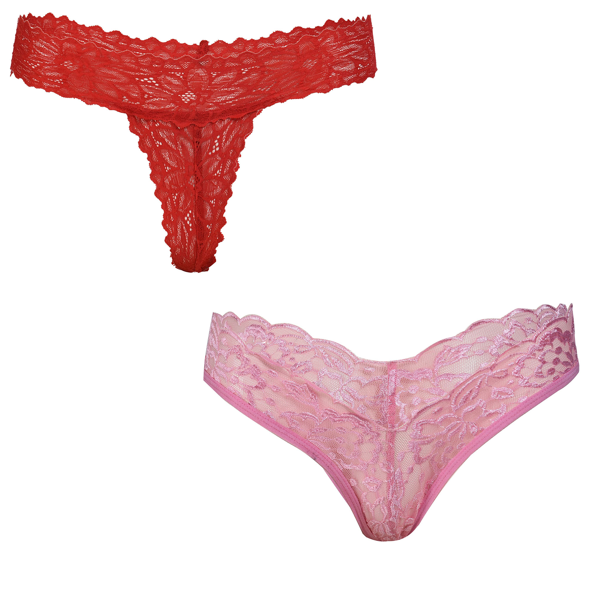  Pearlfly Women Lace G-String [Combo-2]