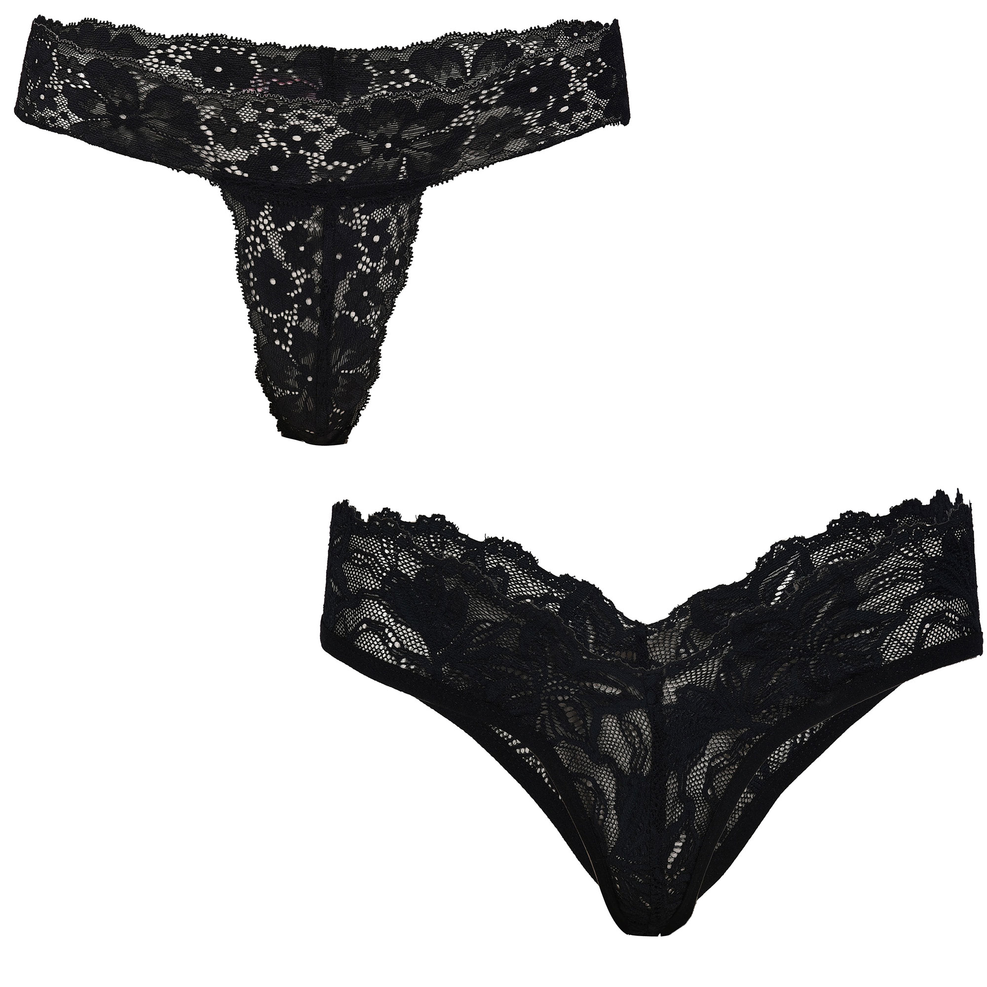 Pearlfly Women Lace G-String Thong [Combo-2] 
