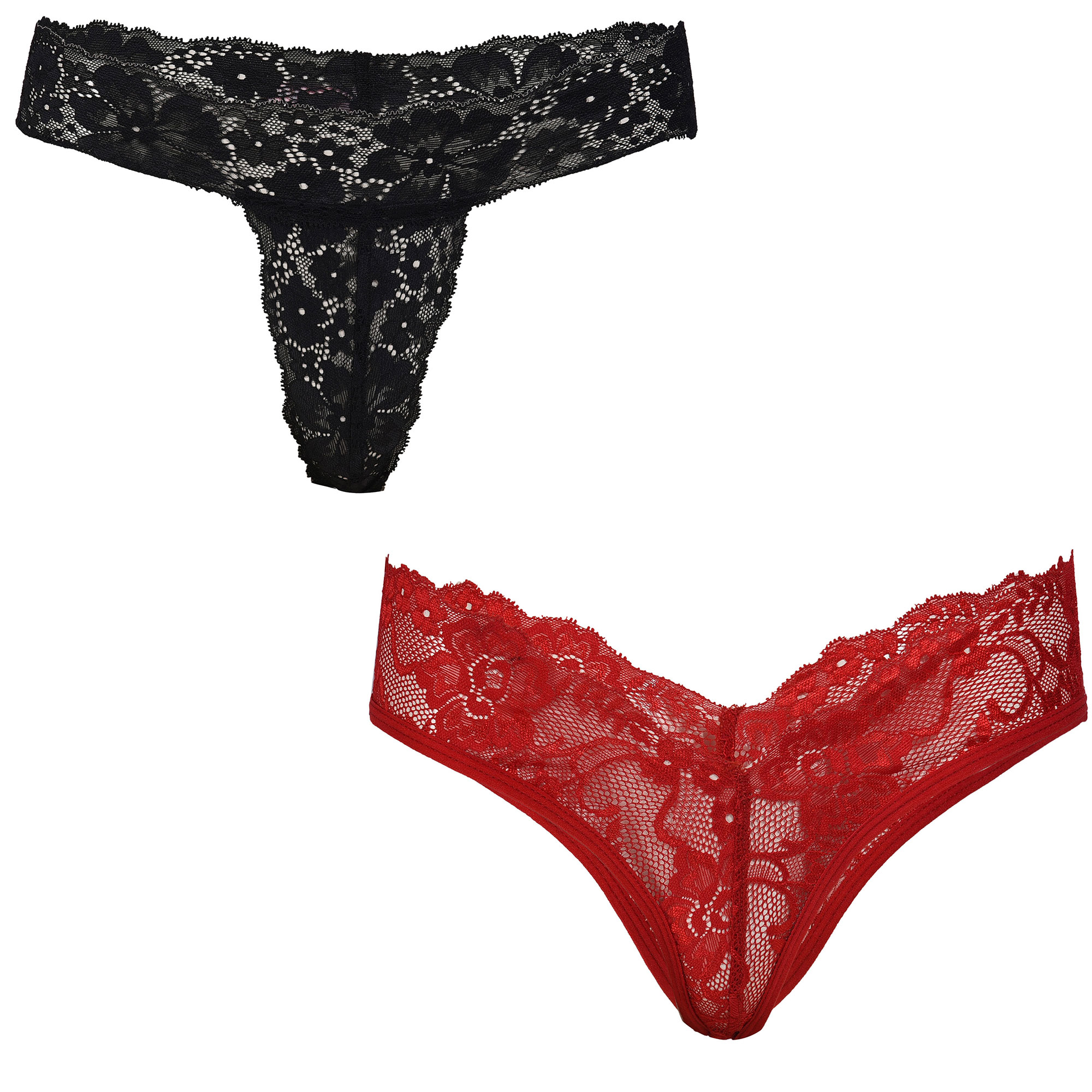 Pearlfly Women Lace G-String Thong [Combo-2]  