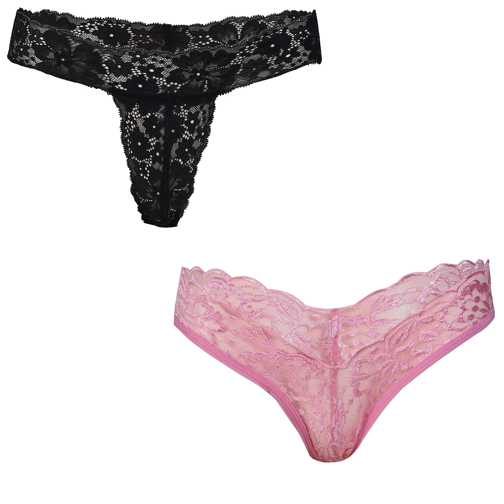 Pearlfly Women LaceThong  Panty [Combo-2]