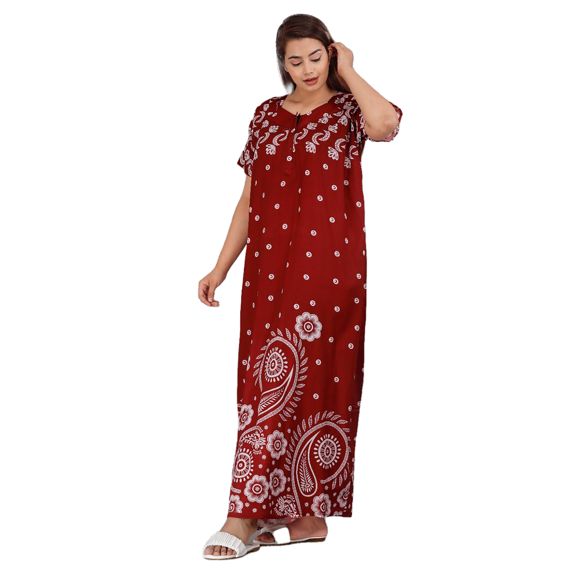 Pearlfly Women Cotton GOWN 