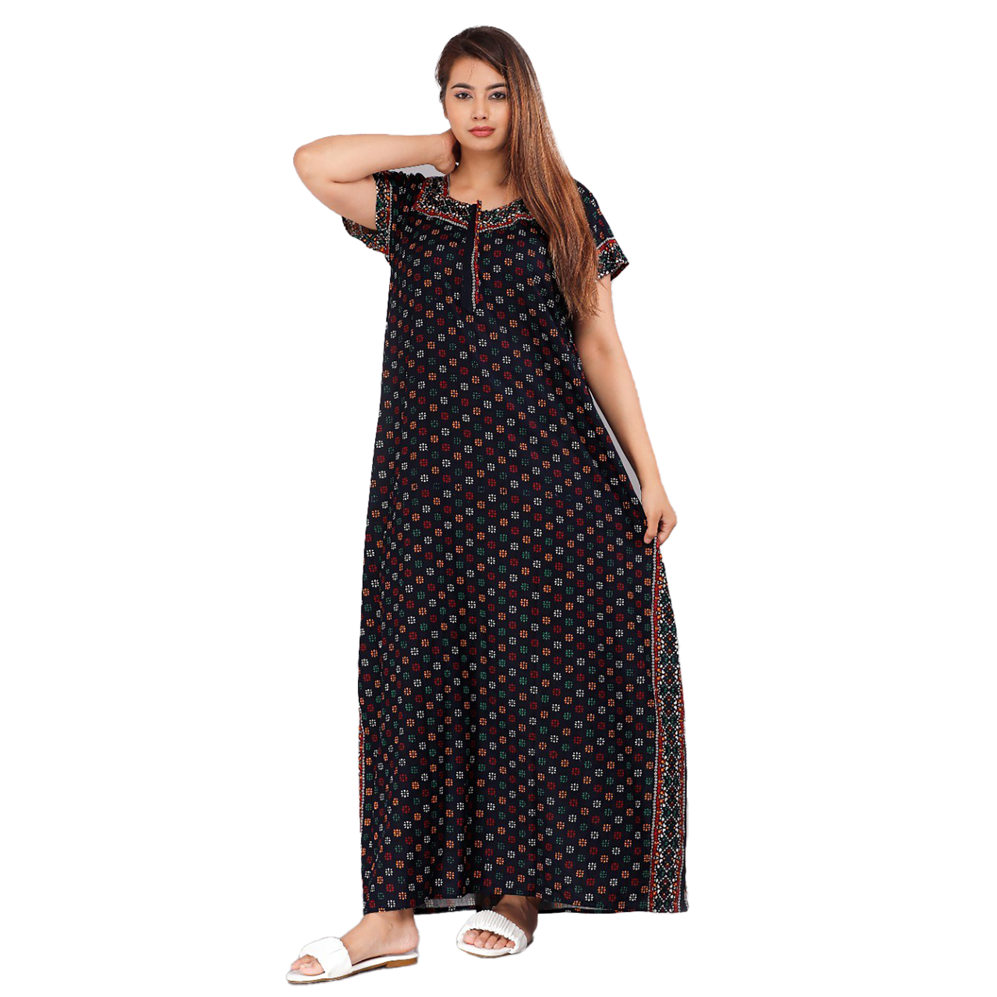 Pearlfly Women Cotton Nighty 
