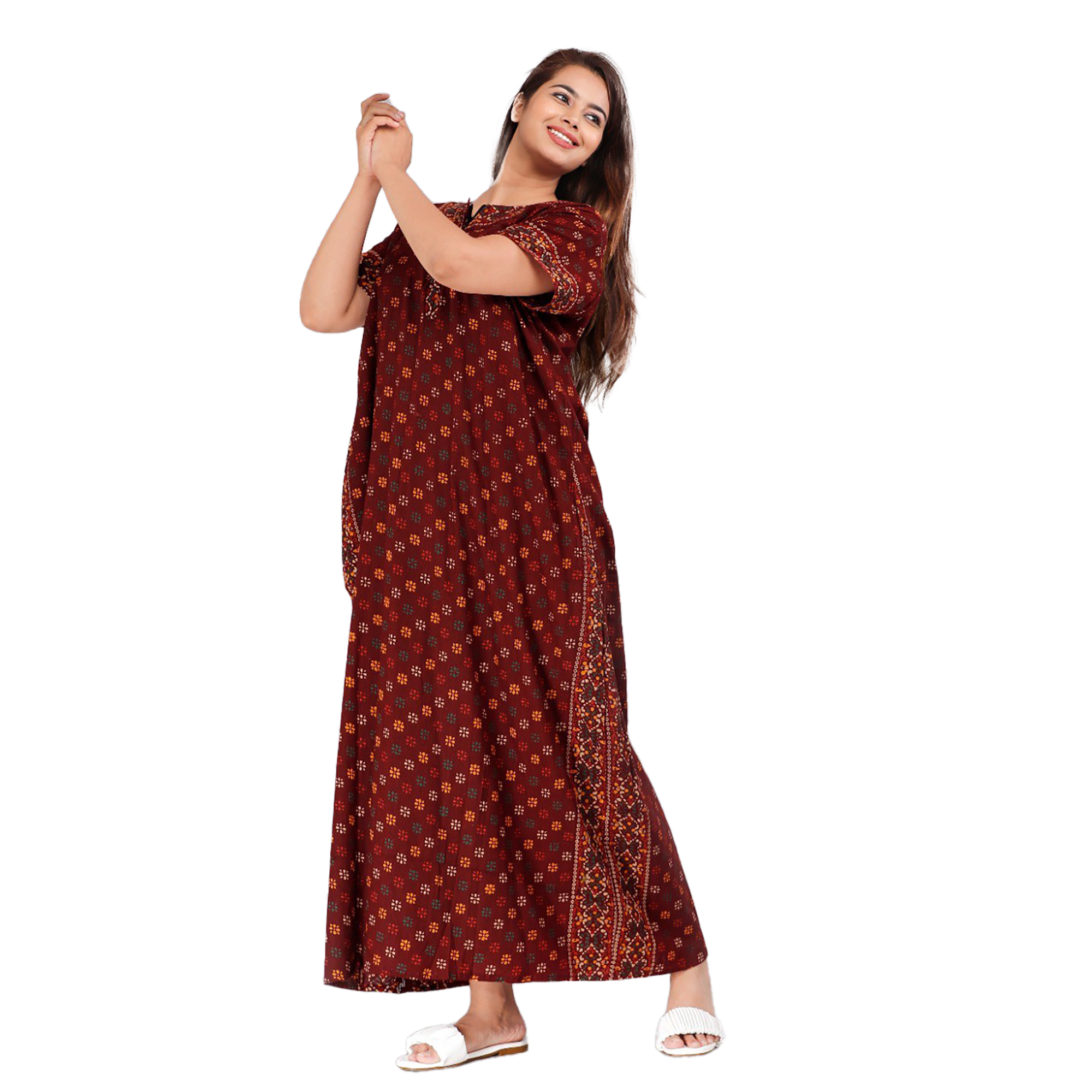 Pearlfly Women Cotton Nighty 
