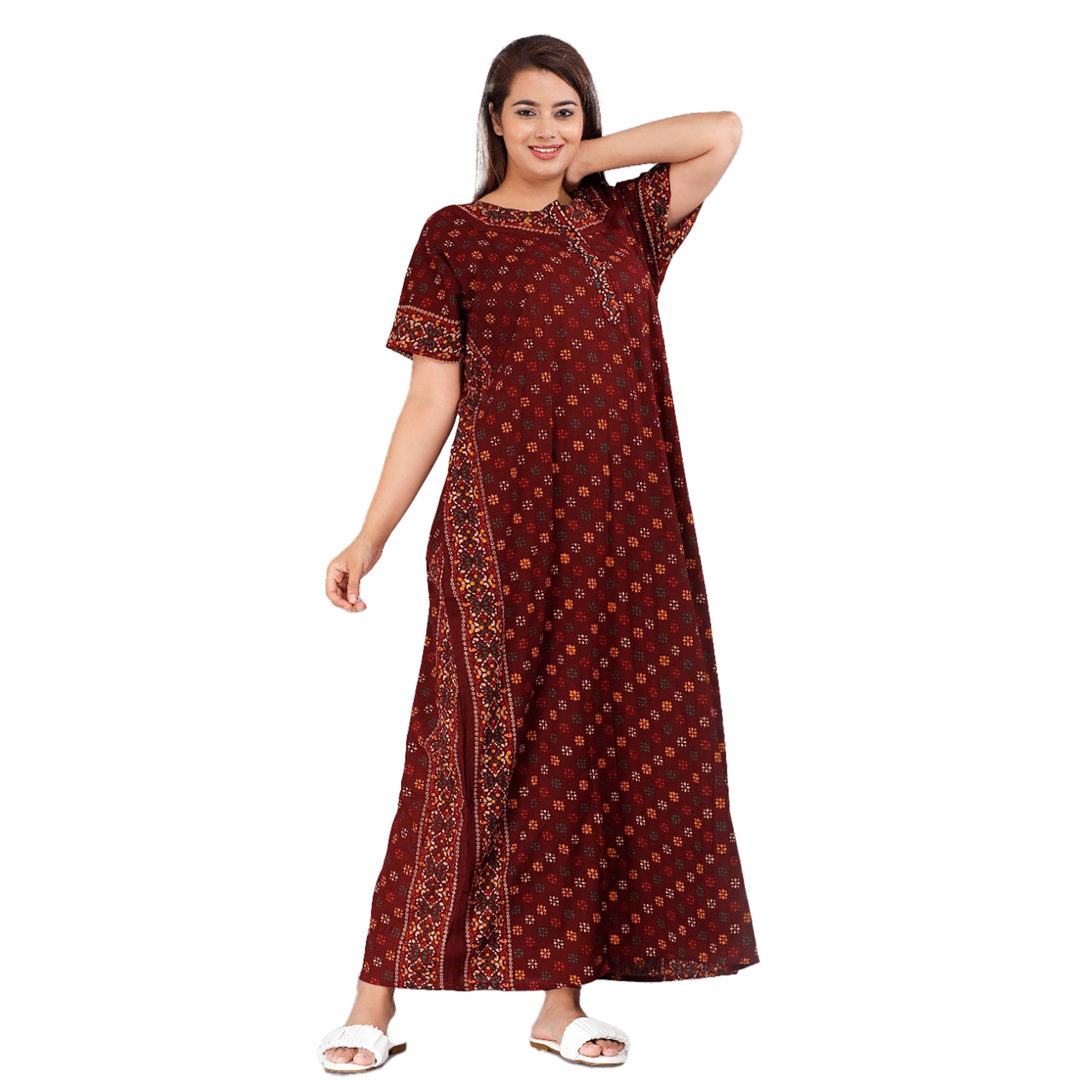 Pearlfly Women Cotton Nighty 