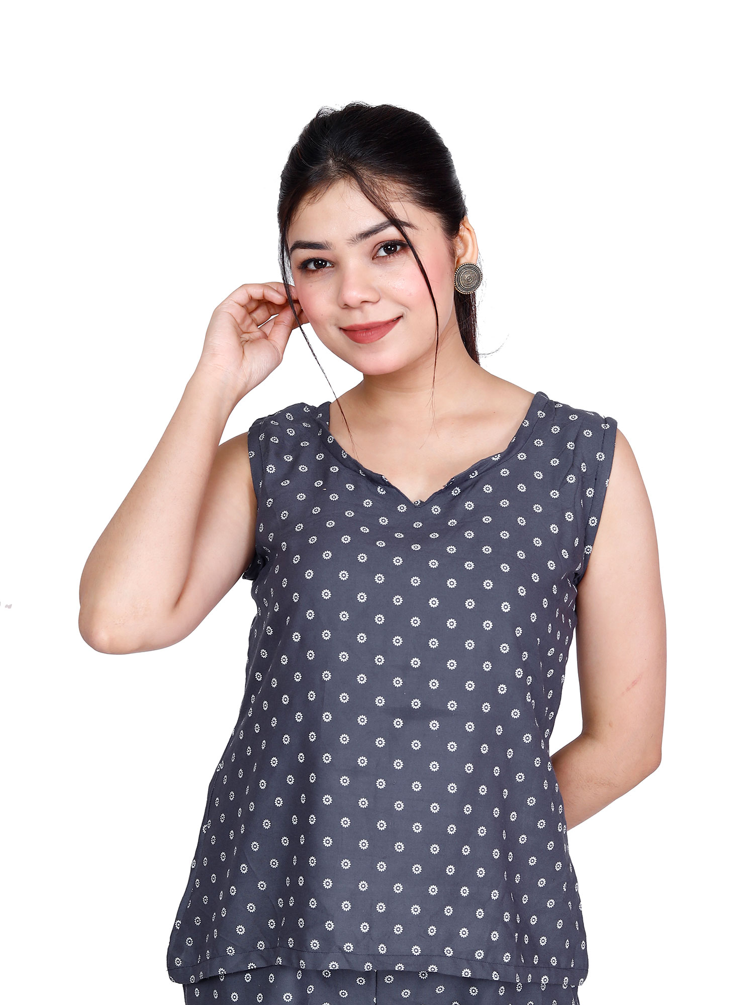 Pearlfly Women Cotton Printed Top n Short [Combo-2]