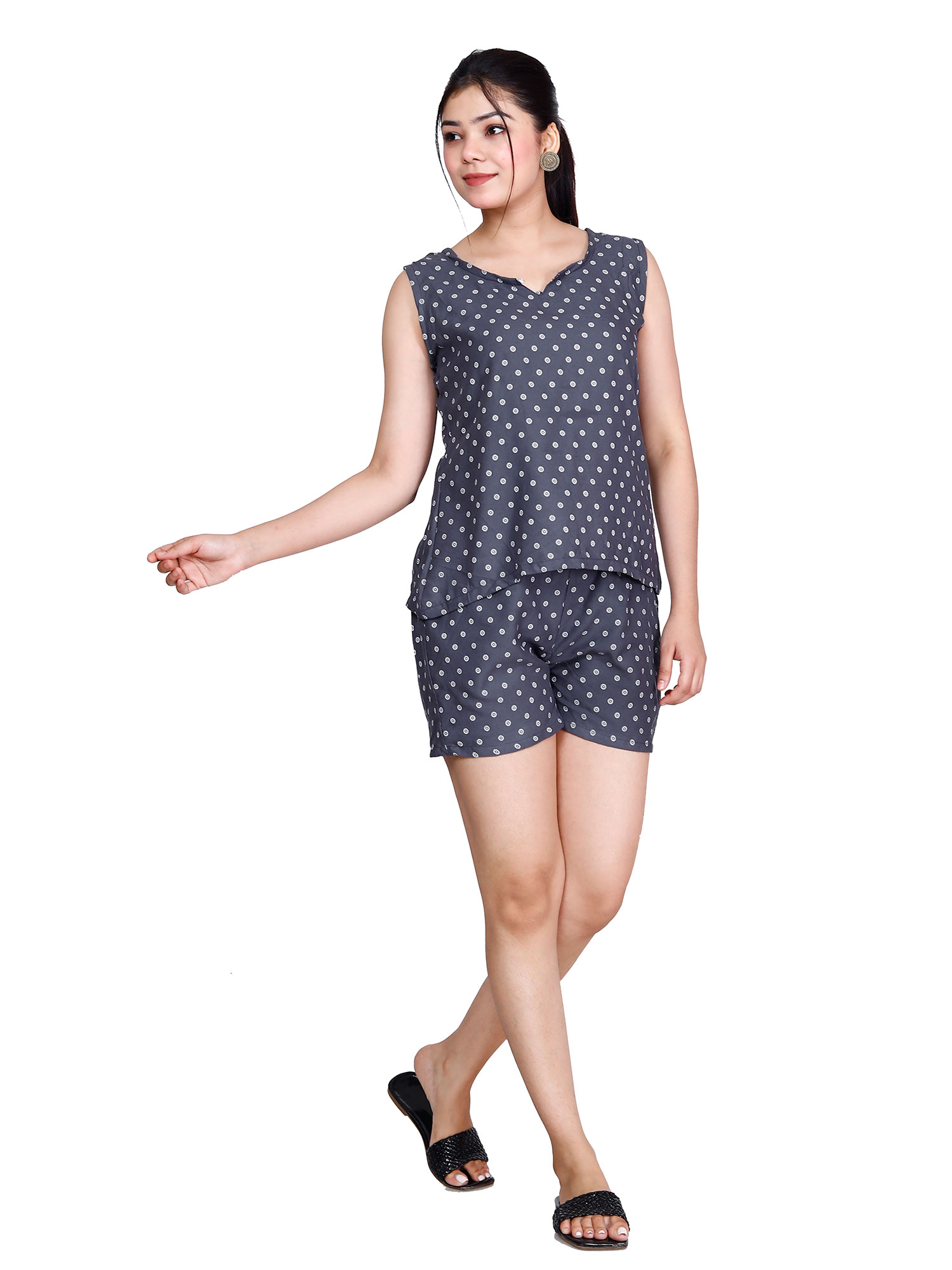 Pearlfly Women Cotton Printed Top n Short [Combo-2]