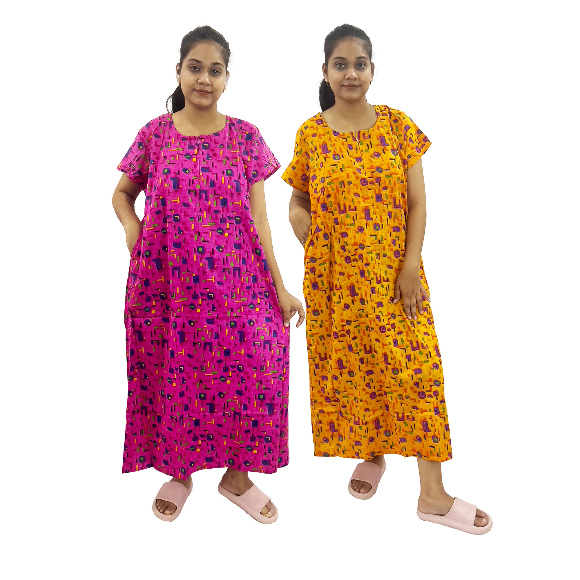 Pearlfly women cotton Nightgown [Combo-2]